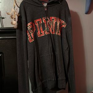 grey PINK zip up hoodie